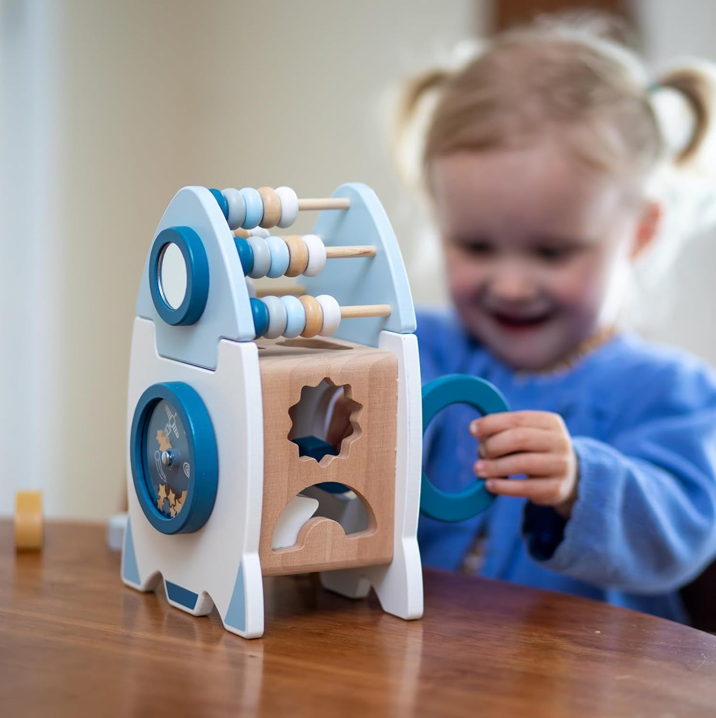 Montessori Wooden Rocket – Shape Sorter & Cognitive Learning Blocks